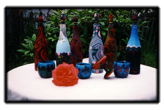 Wine bottles decorated for your pleasure.  $300